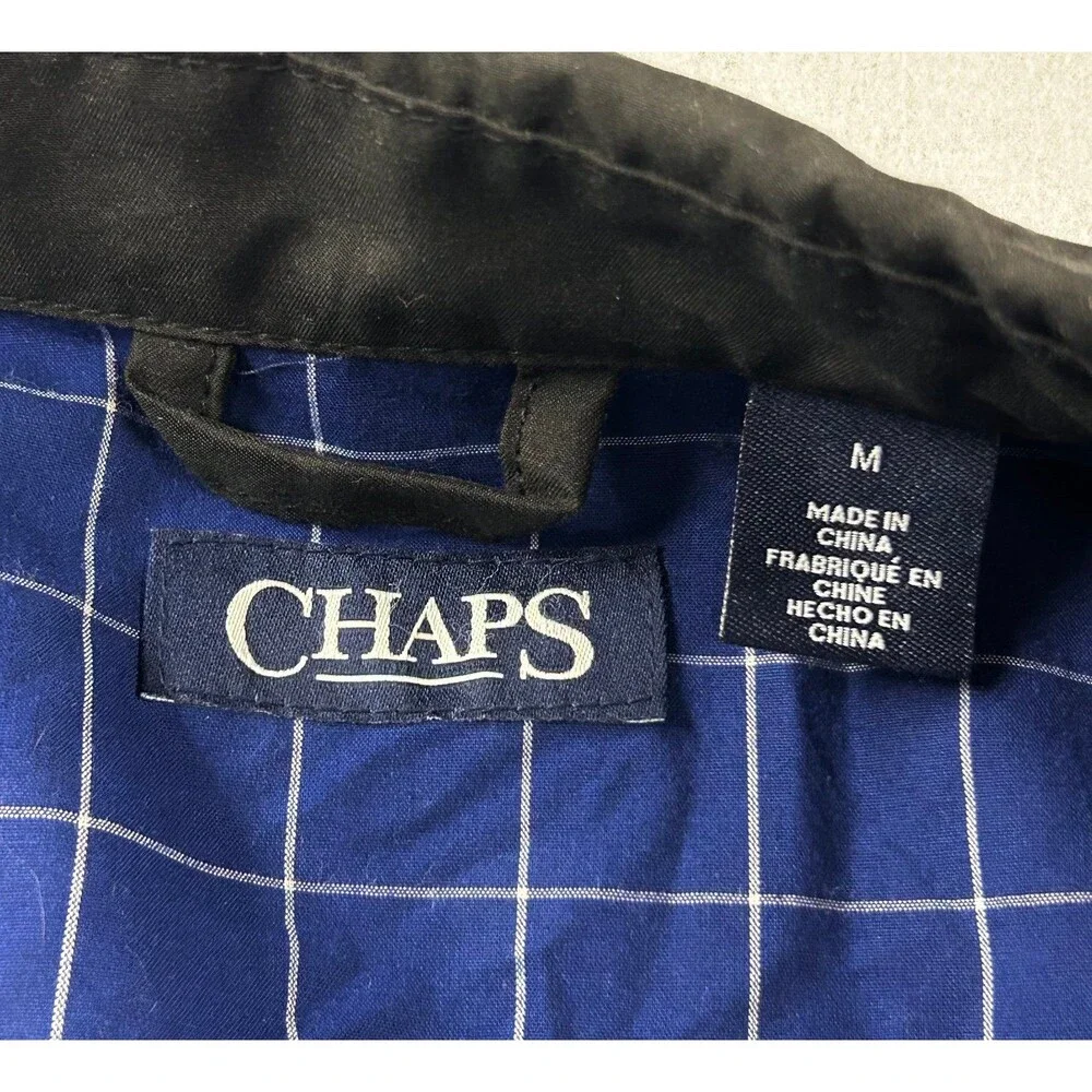 Chaps Ralph Lauren Jacket Men's Medium Black Full Zip Harrington Lined Preppy